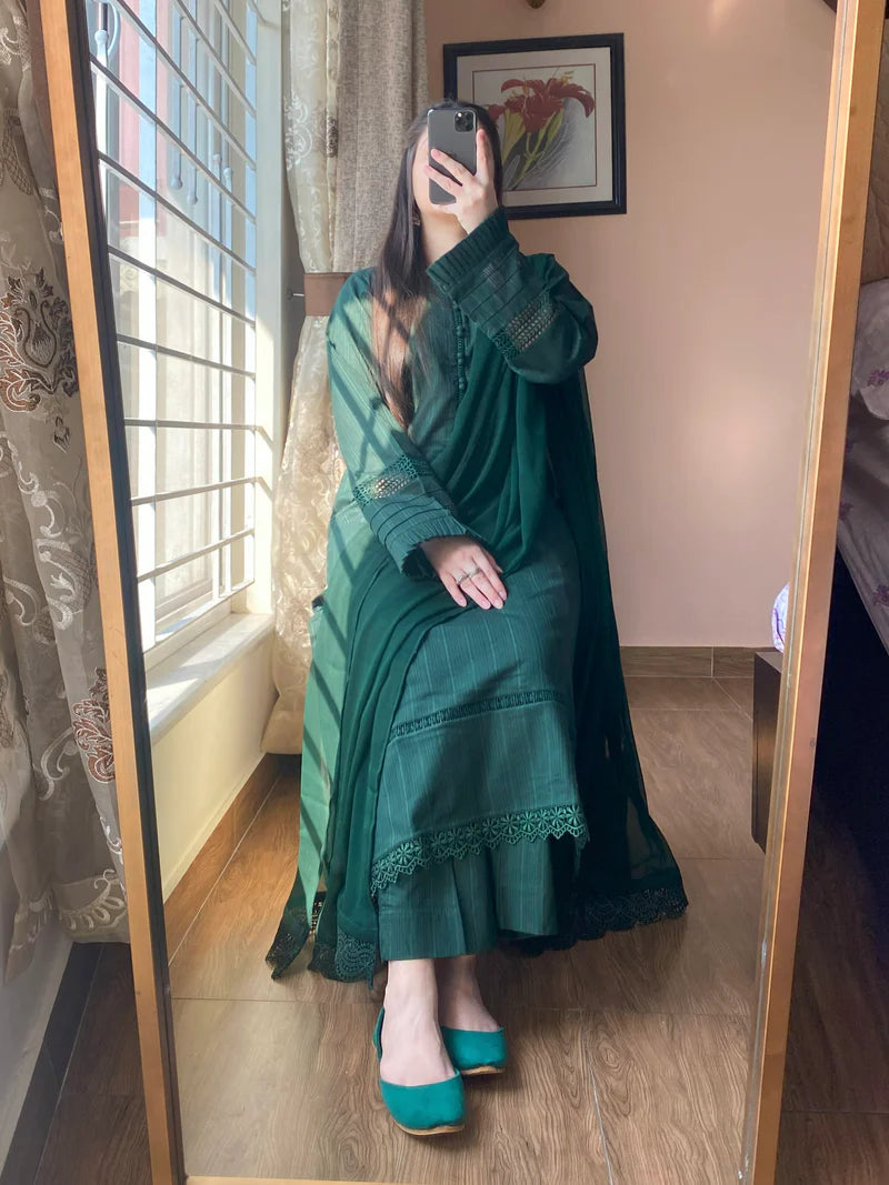 3 Piece Pure Lawn Stitch Suit 205
