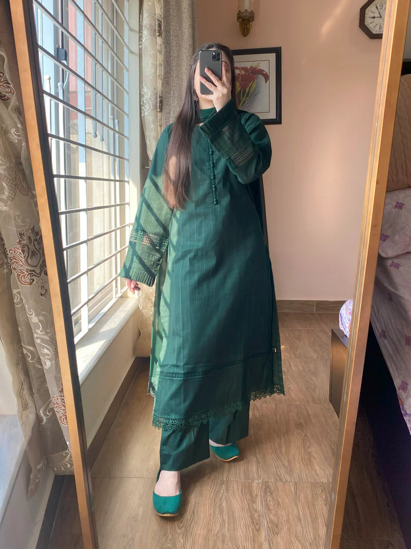 3 Piece Pure Lawn Stitch Suit 205