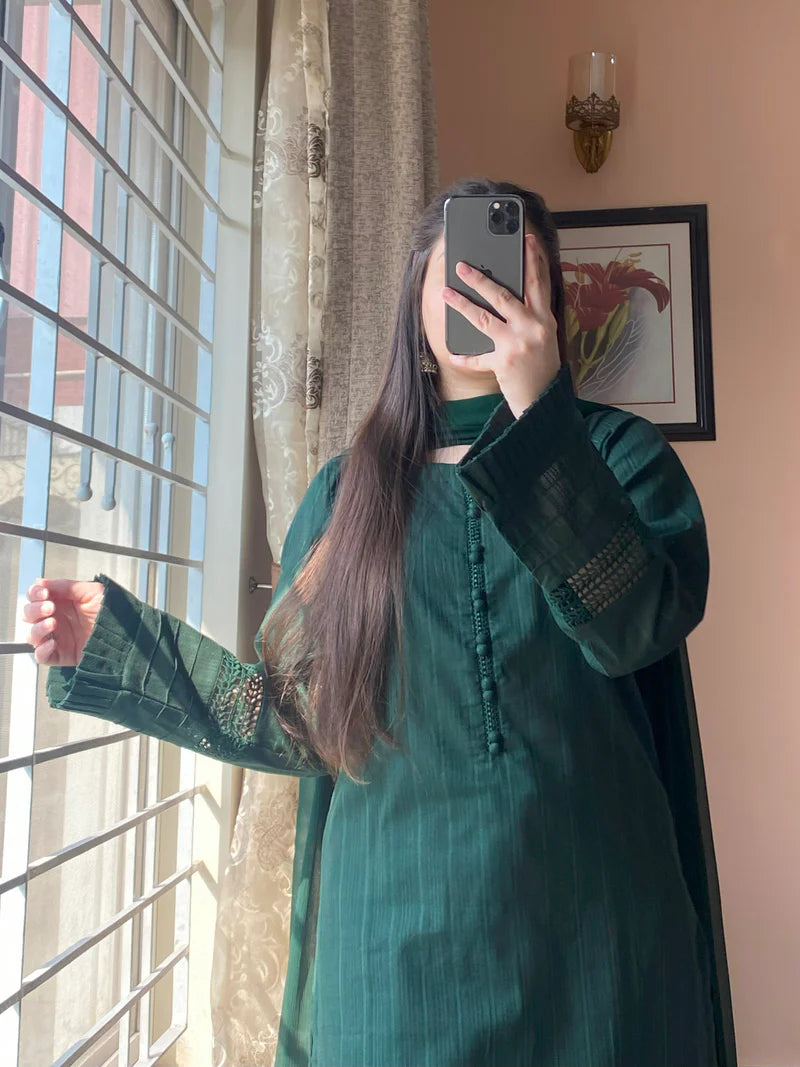 3 Piece Pure Lawn Stitch Suit 205