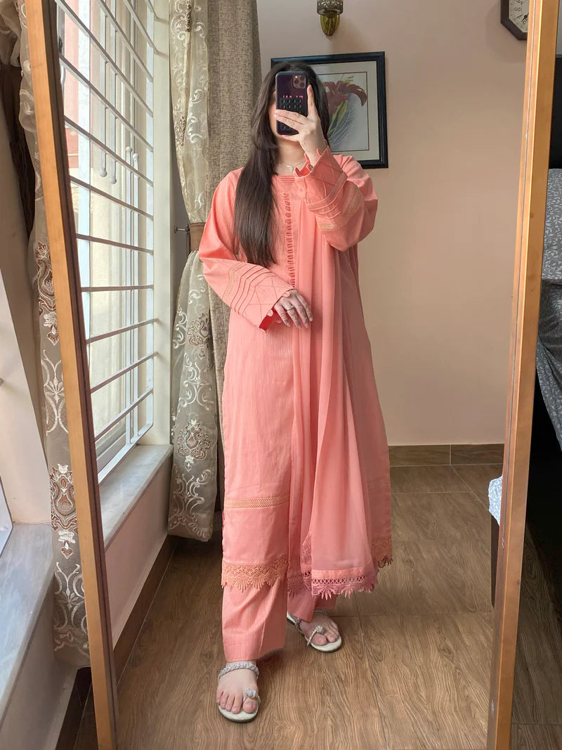 3 Piece Pure Lawn Stitch Suit 204