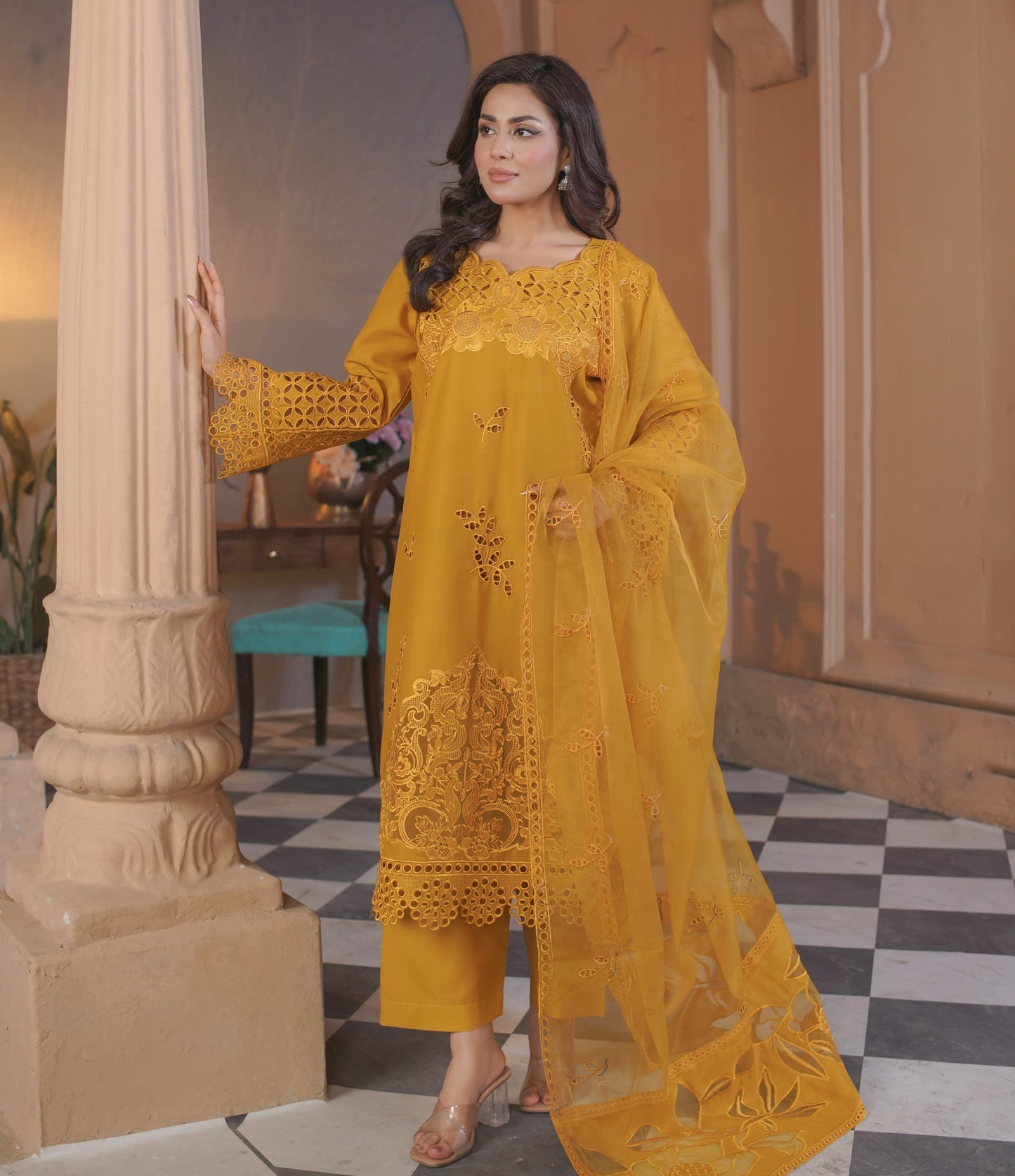 3 Piece-Embroided Lawn Cotton Stitched