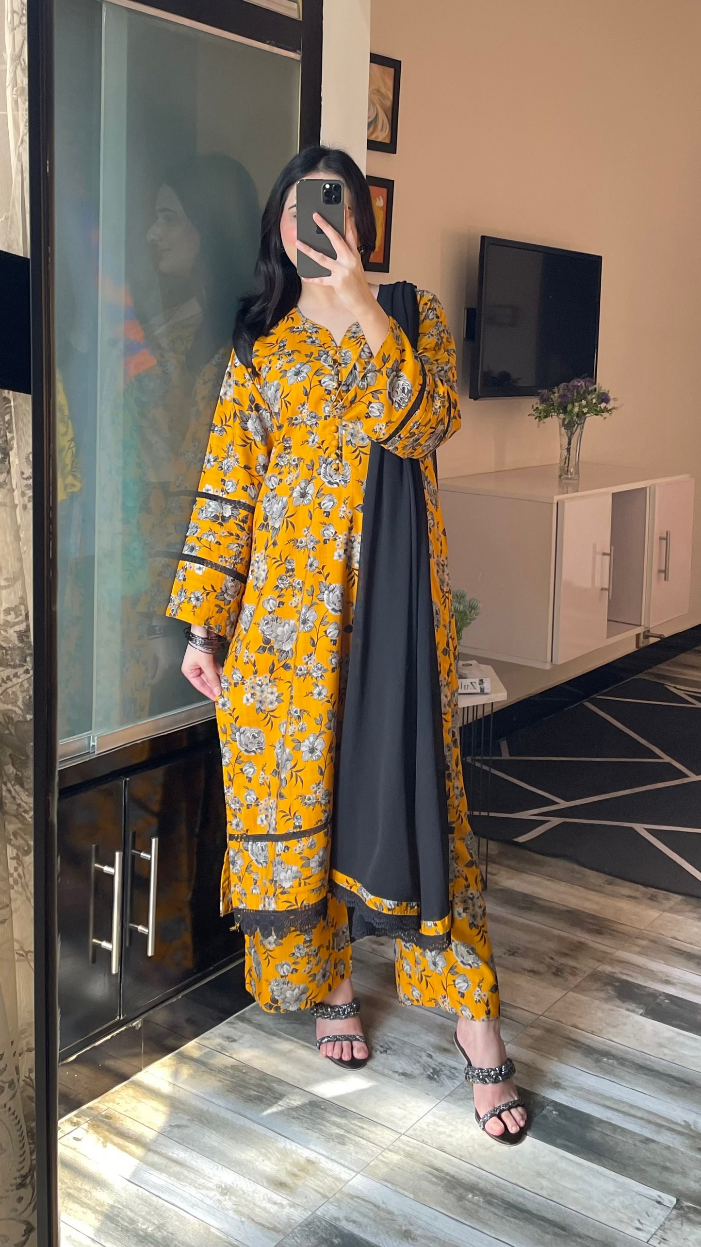 3 Piece -Winter Slub Lenan Stitched-058