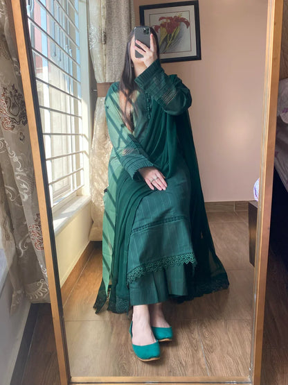 3 Piece Soft Cambric Stitch Suit 205