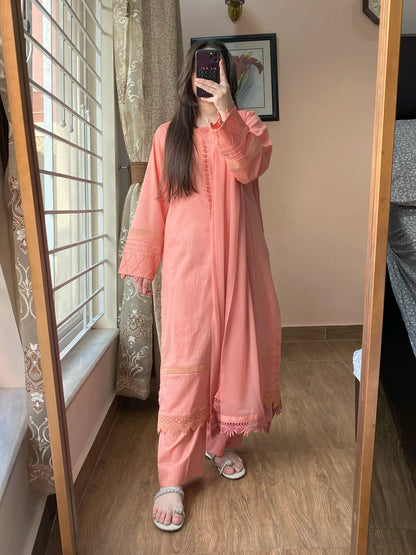 3 Piece Soft Cambric Stitch Suit 204