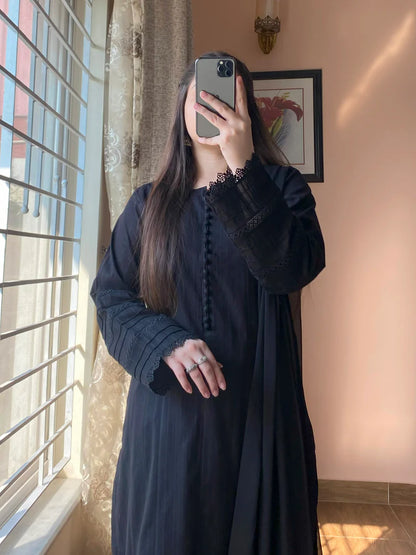 3 Piece -Lawn Solid Dress-100