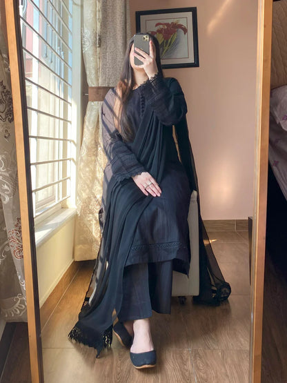 3 Piece -Lawn Solid Dress-100