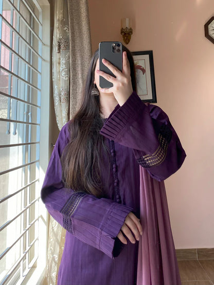 3 Piece -Lawn Solid Dress-102