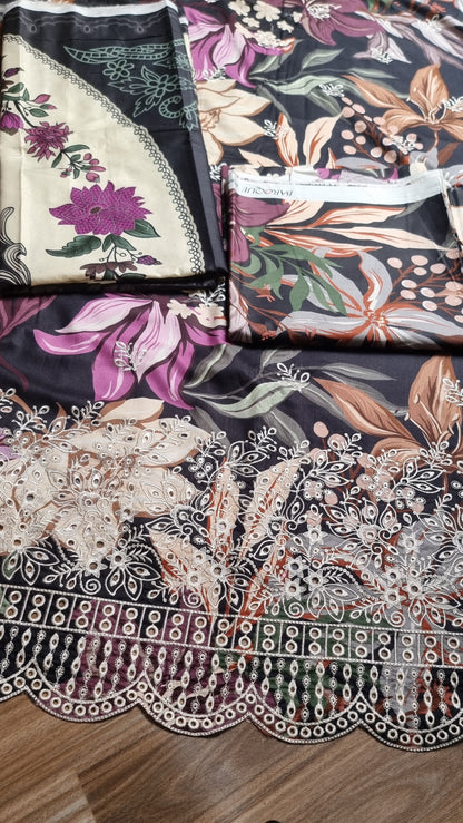 Iznik Linen Embroidered 3 Piece Unstitched 605