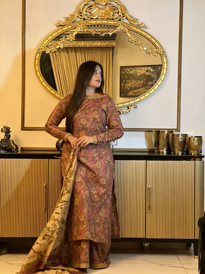 3 Piece-Pure Lawn Stitched Dress- 95