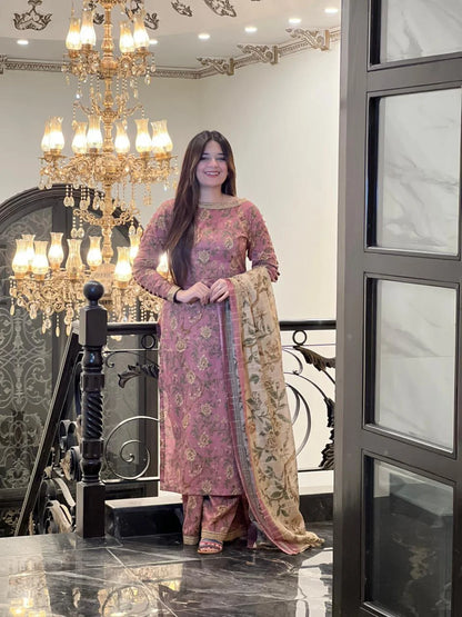 3 Piece-Pure Lawn Stitched Dress- 95