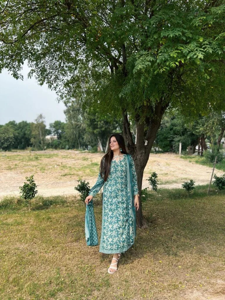 3-Piece Premium Lawn Stitched Dress -230