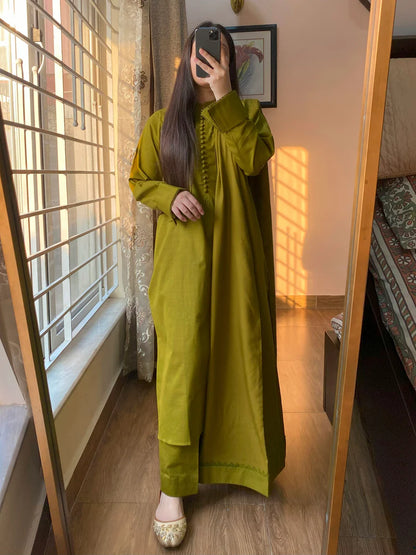 3 Piece-Plain Khaddar Stitch Dress-220