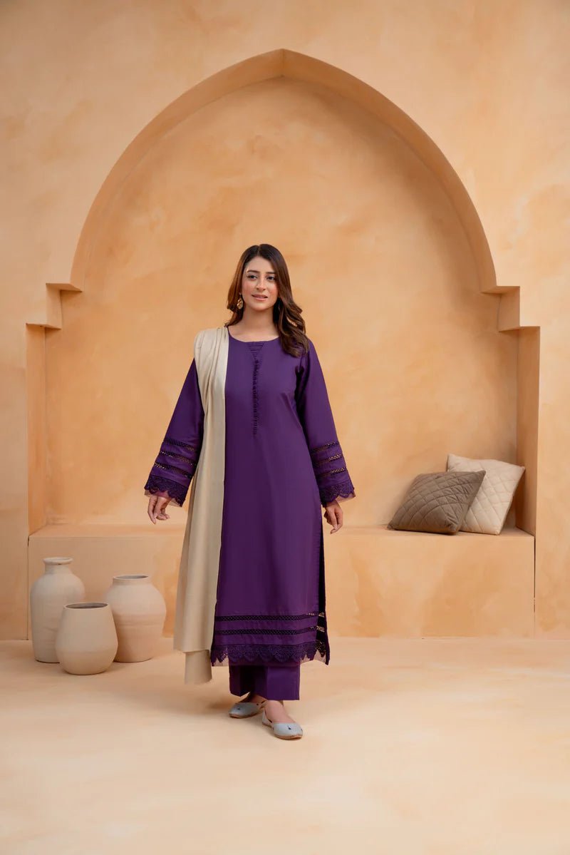 3 Piece - Slub Khaddar Stitched Dress-223