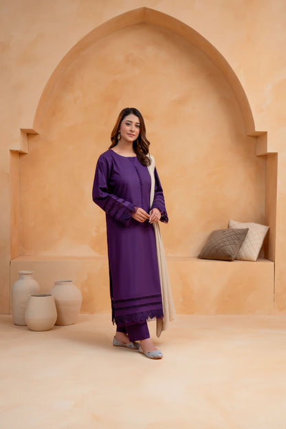 3 Piece - Slub Khaddar Stitched Dress-223