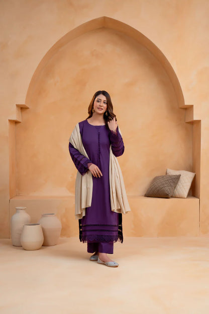 3 Piece - Slub Khaddar Stitched Dress-223