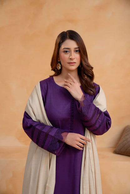 3 Piece - Slub Khaddar Stitched Dress-223