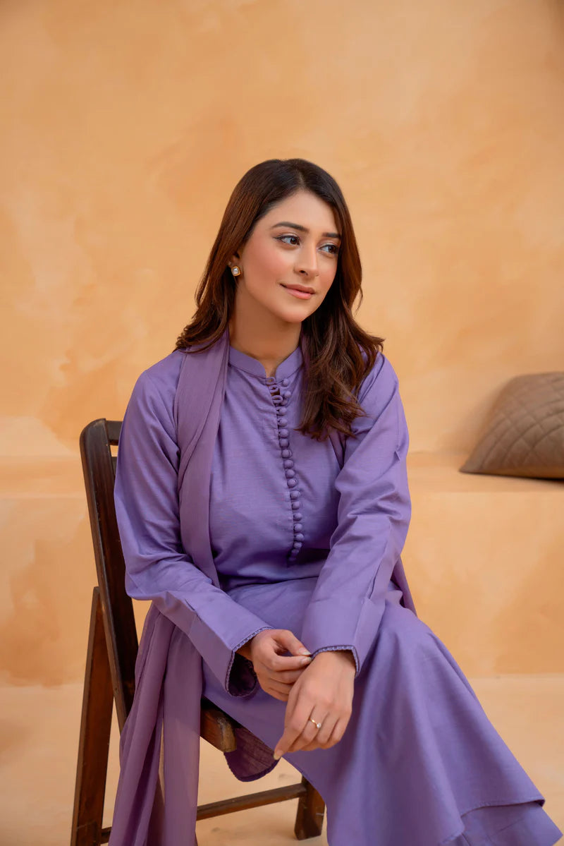 3 Piece-Plain Khaddar Stitch Dress-226