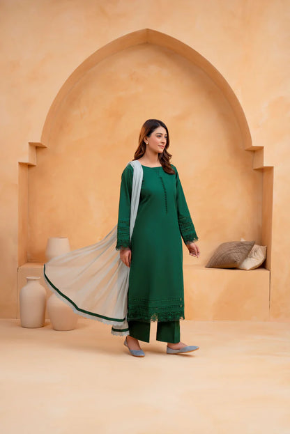 3 Piece - Slub Khaddar Stitched Dress-225