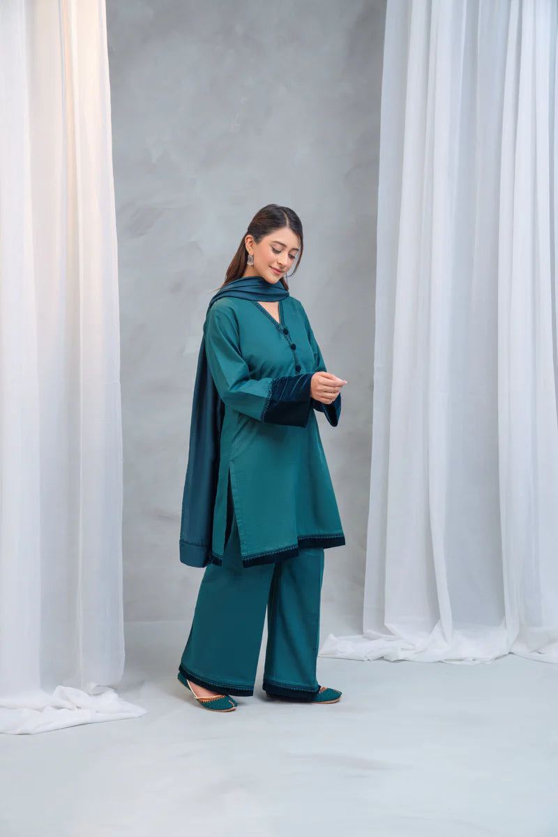 3 Piece - Slub Khaddar Stitched Dress-222