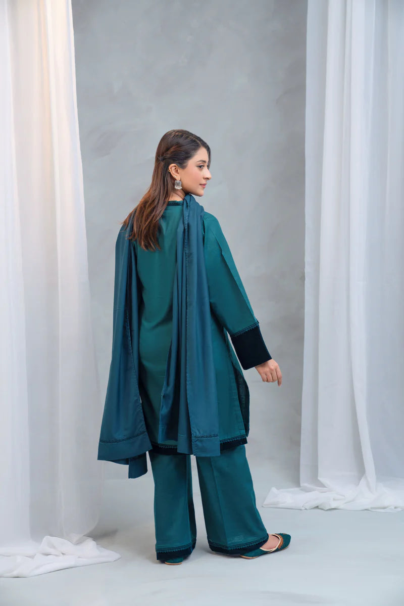 3 Piece - Slub Khaddar Stitched Dress-222