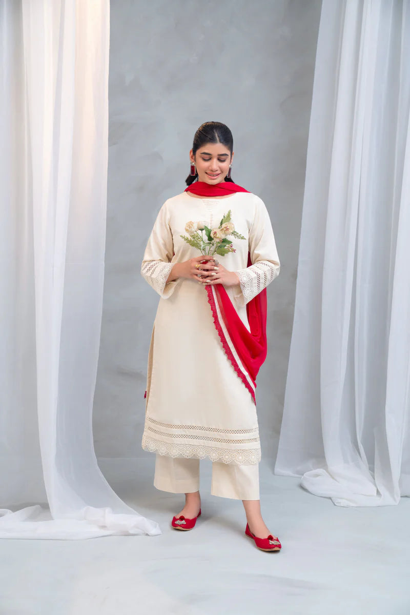 3 Piece - Slub Khaddar Stitched Dress-227