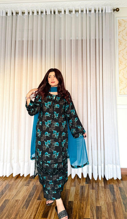 3 Piece -Winter Slub Lenan Stitched-057