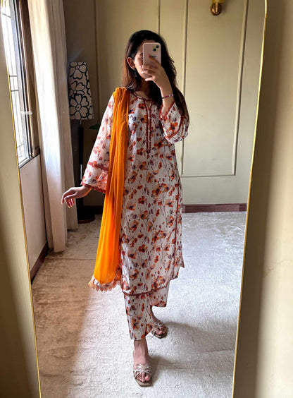 3 Piece - Lawn Printed Stitched Dress - 079