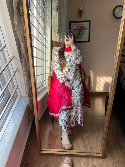 3 Piece - Lawn Printed Stitched Dress - 076