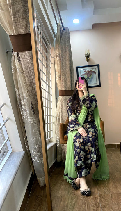 3 Piece -Pure Lawn Bana Dora Dress -054