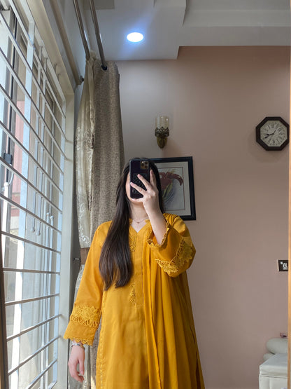 3 Piece Cotton Lawn Solid Dress - 101