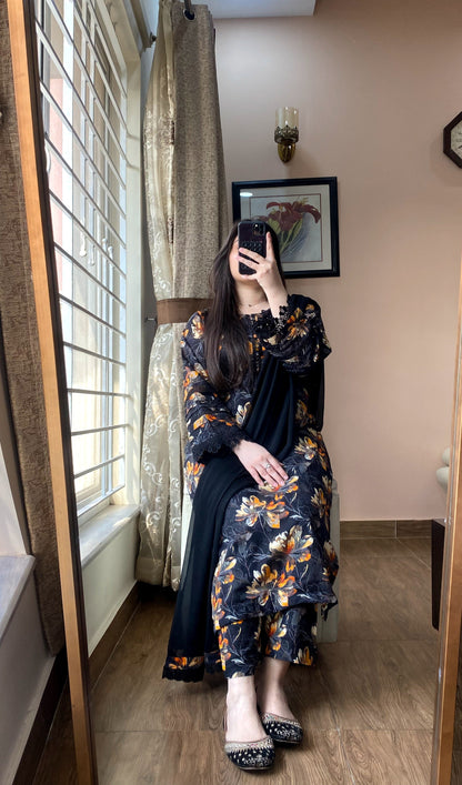 3 Piece Premium Lawn Stitched Dress- 086