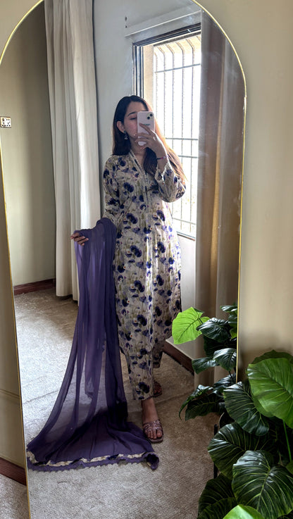 3 Piece - Lawn Printed Stitched Dress - 078