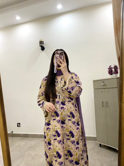 3 Piece -Lawn Printed Stitched Dress -510