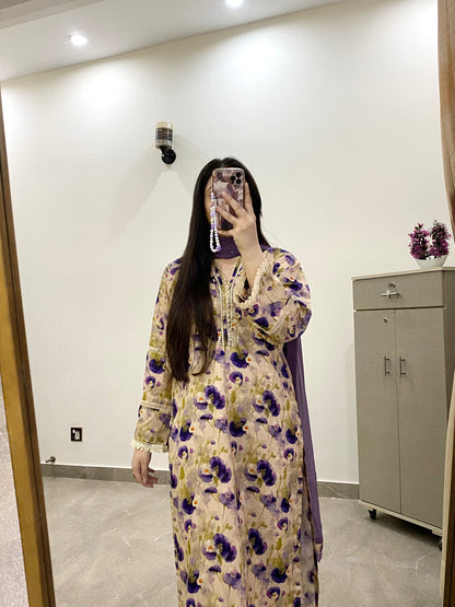 3 Piece -Lawn Printed Stitched Dress -510