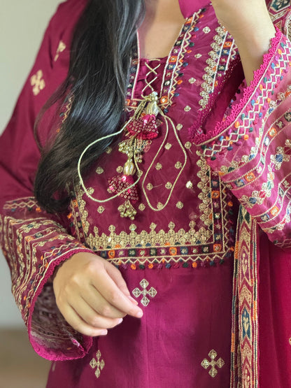 3 Piece - Embroidered Pure Lawn Suit-284