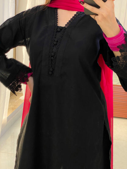 3 Piece -Lawn Dress With Plazo-206