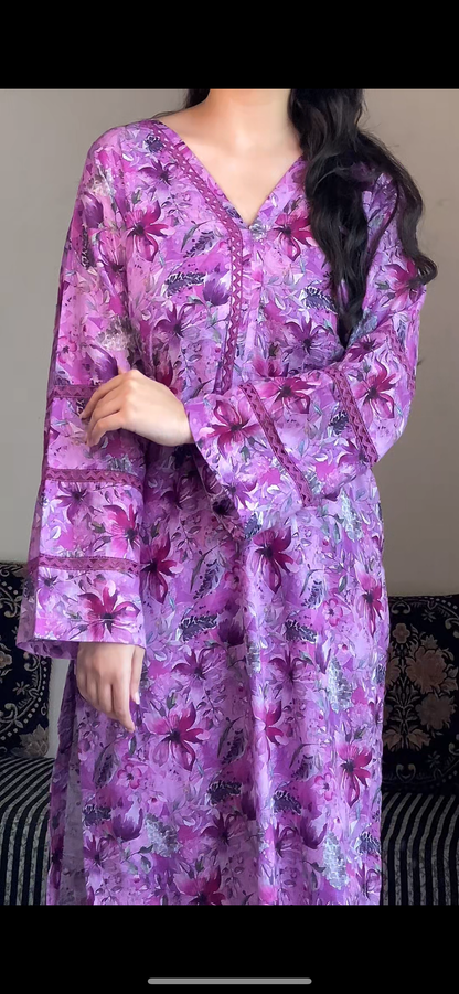 3 Piece - Lawn Bana Dora Stitched Dress-126