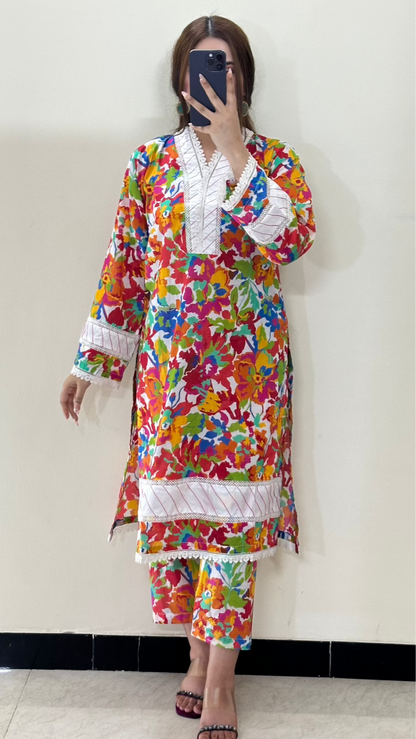 2 Piece Premium Pure Lawn Stitched Suit