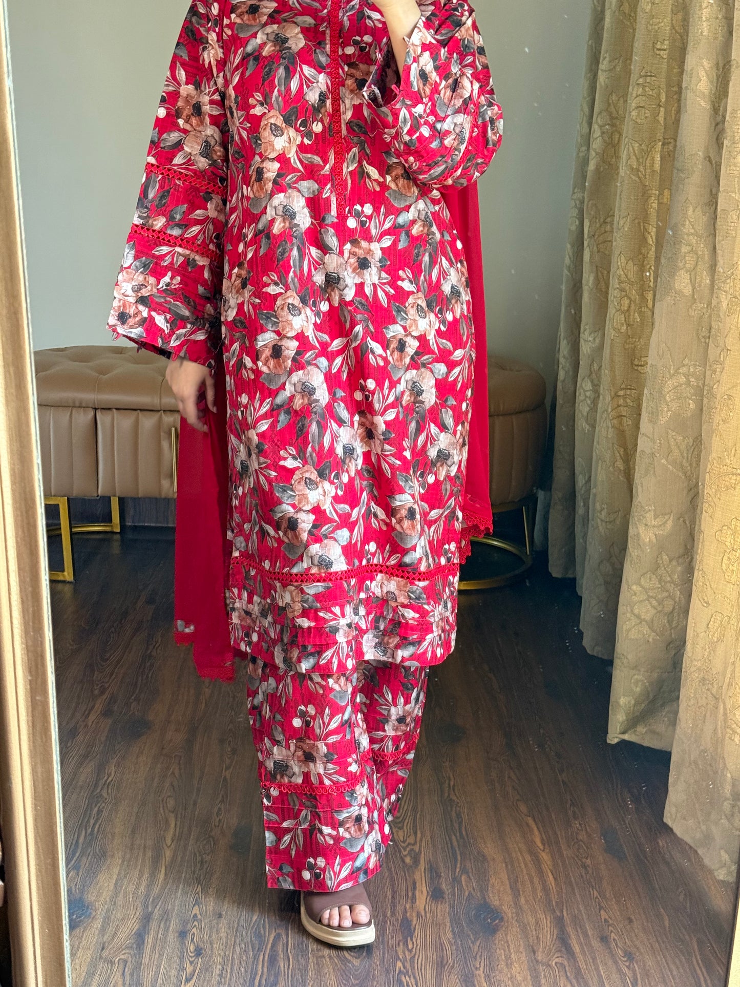 3-Piece Dobby Lawn Stitched Dress - 250