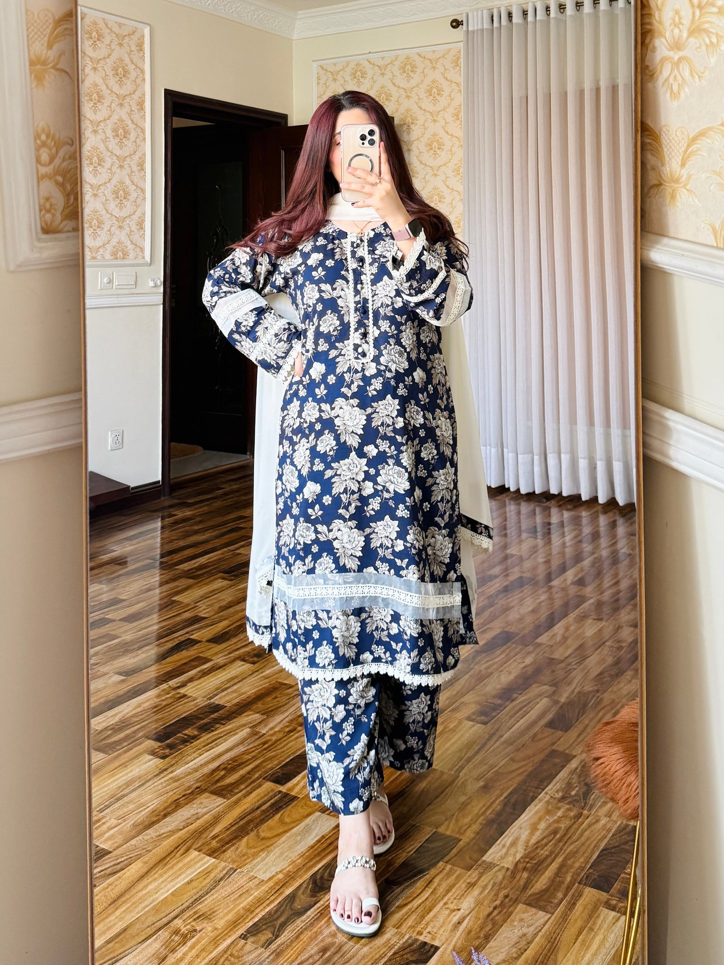 3-Piece- Winter Slub Lenan Stitched Dress - 059