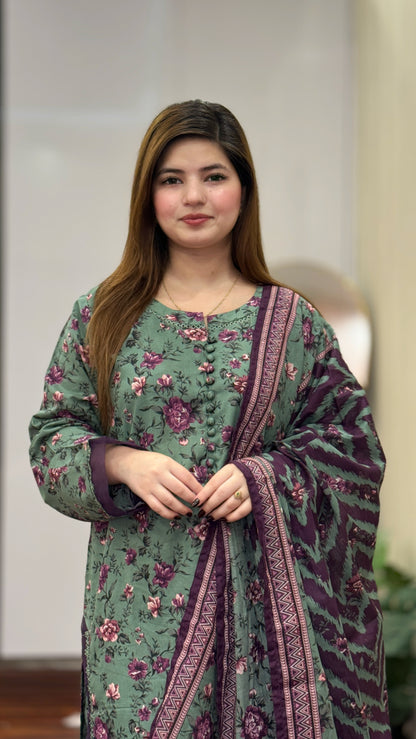 3 Piece - Printed Lawn Stitched Suit-299