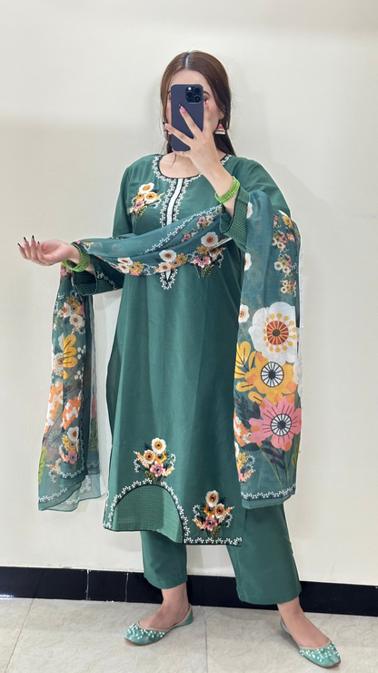 3 Piece Embroidered Lawn Stitched Dress - 120