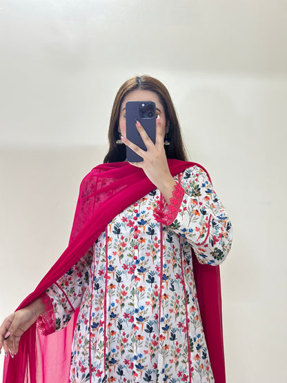 3 Piece - Lawn Printed Stitched Dress - 089