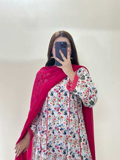 3 Piece - Lawn Printed Stitched Dress - 089