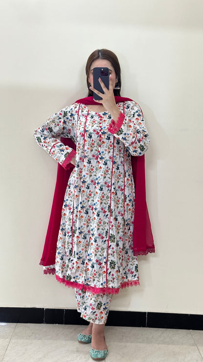 3 Piece - Lawn Printed Stitched Dress - 089