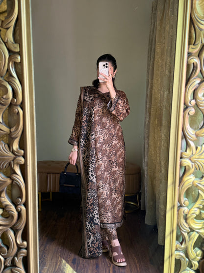 3-Piece Premium Lawn Stitched Dress -256