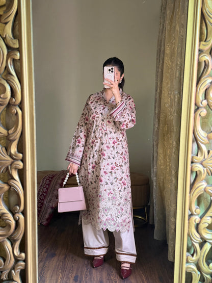 3 Piece-Embroided Lawn Stitched Dress -258