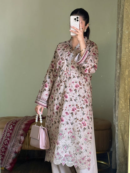 3 Piece-Embroided Lawn Stitched Dress -258