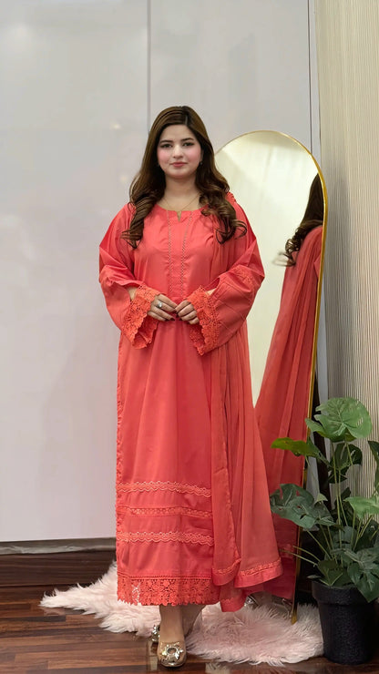 3-Piece Premium Lawn Stitched Suit-286