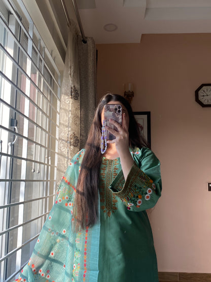 3-Piece Embroidered Lawn Stitched Dress - 115